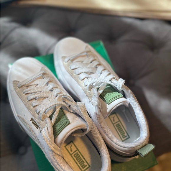 Puma Mayze Gentle White and Dusty Green Sneakers - Picture 4 of 9